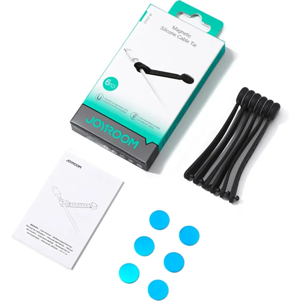 Hurtownia GSM - Joyroom JR-ZS422 Silikonový kabelový pásek s magnetem černý [6 BALENÍ] - JYR1253 - {ean13} - Hurt