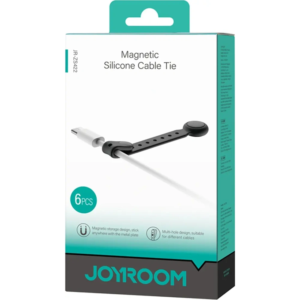Hurtownia GSM - Joyroom JR-ZS422 Silikonový kabelový pásek s magnetem černý [6 BALENÍ] - JYR1253 - {ean13} - Hurt