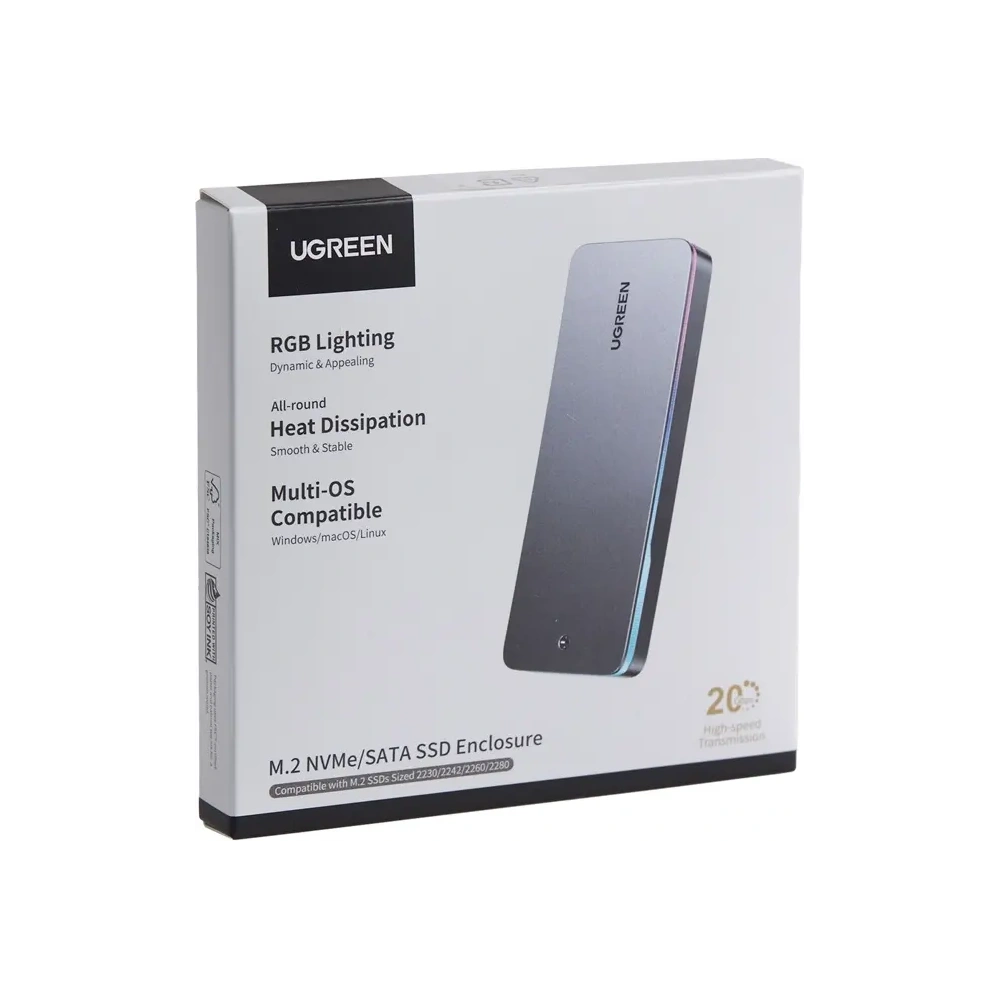 Wholesale UGREEN CM777 SSD Enclosure, NVMe/SATA, 20Gbps, USB-C - UGR5648 - {ean13} - Hurt