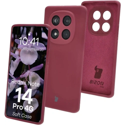 Silikonowe etui Bizon Soft Case do Xiaomi Redmi Note 14 Pro 4G ciemnofioletowe