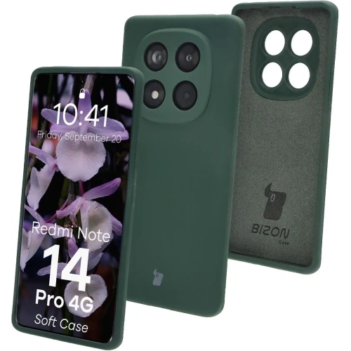 Silikonowe etui Bizon Soft Case do Xiaomi Redmi Note 14 Pro 4G ciemnozielone