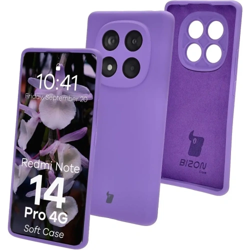 Silikonowe etui Bizon Soft Case do Xiaomi Redmi Note 14 Pro 4G fioletowe