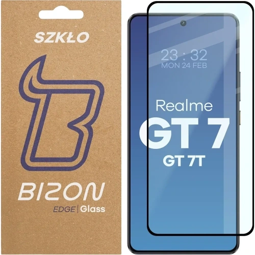 Szkło hartowane Bizon Glass Edge 2 do Realme GT 7 / Realme GT 7T czarna ramka