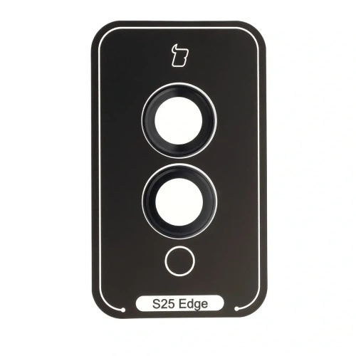 Szkło na aparat z aplikatorem Bizon Glass Snap Lens do Samsung Galaxy S25 Edge czarna ramka