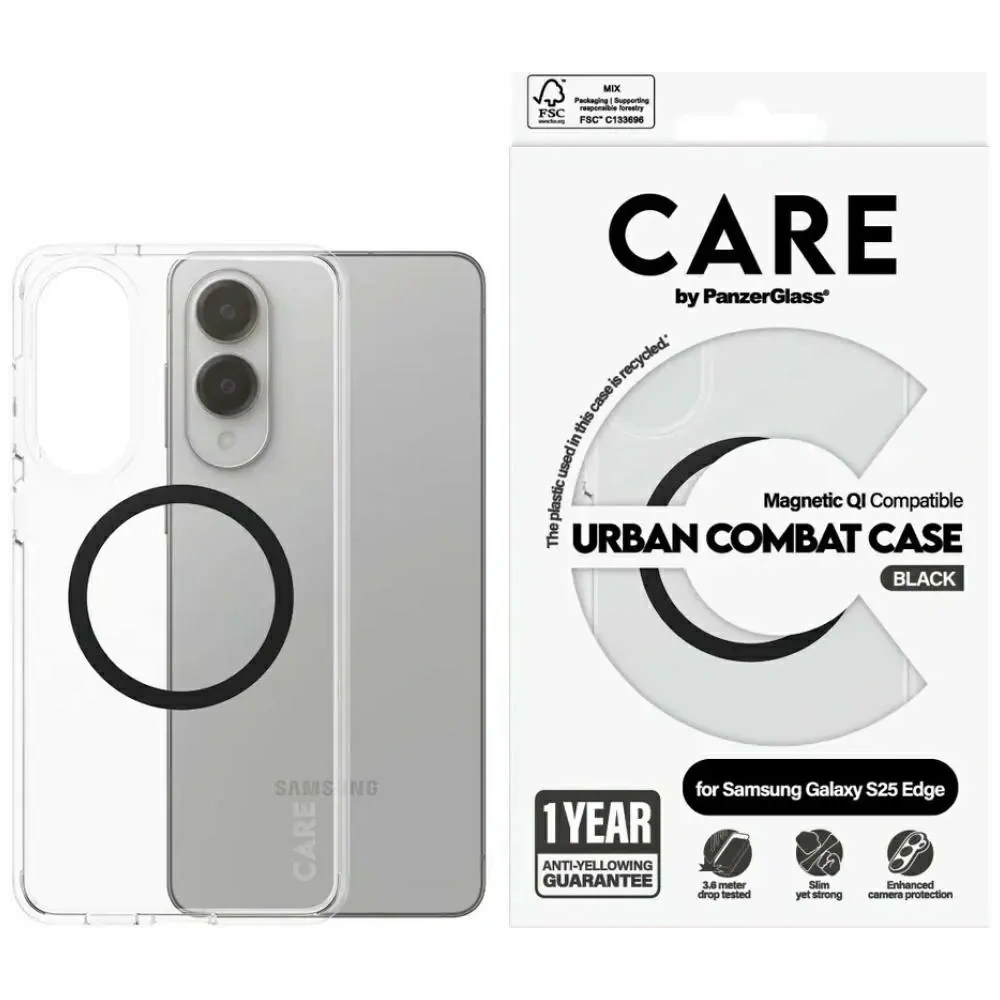 Hurtownia GSM - Etui CARE by PanzerGlass Flagship Urban Combat Black QI do Samsung Galaxy S25 Edge przezroczysty - PZG1007 - {ean13} - Hurt