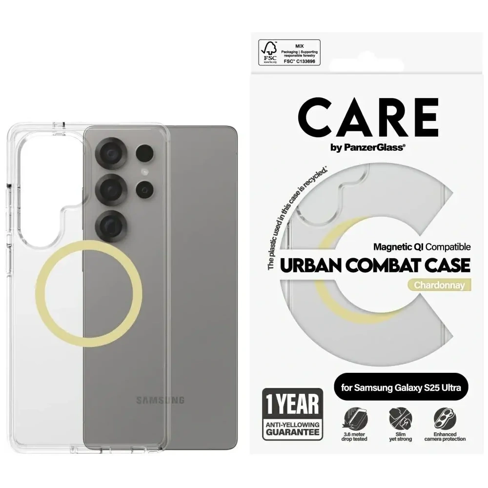 Hurtownia GSM - Etui CARE by PanzerGlass Flagship Urban Combat Chardonnay QI do Samsung Galaxy S25 Ultra przezroczysty - PZG1009 - {ean13} - Hurt