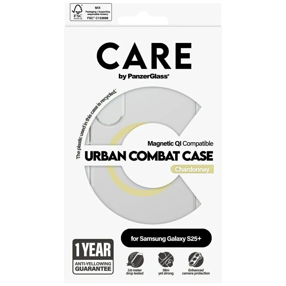 Hurtownia GSM - CARE od PanzerGlass Flagship Urban Combat Chardonnay QI pro Samsung Galaxy S25+ Plus čirý - PZG1010 - {ean13} - Hurt