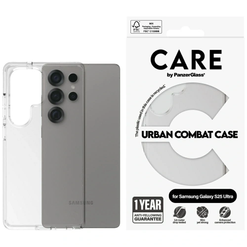 Etui CARE by PanzerGlass Flagship Urban Combat do Samsung Galaxy S25 Ultra przezroczysty