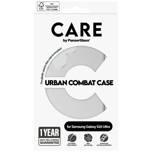 Etui CARE by PanzerGlass Flagship Urban Combat do Samsung Galaxy S25 Ultra przezroczysty