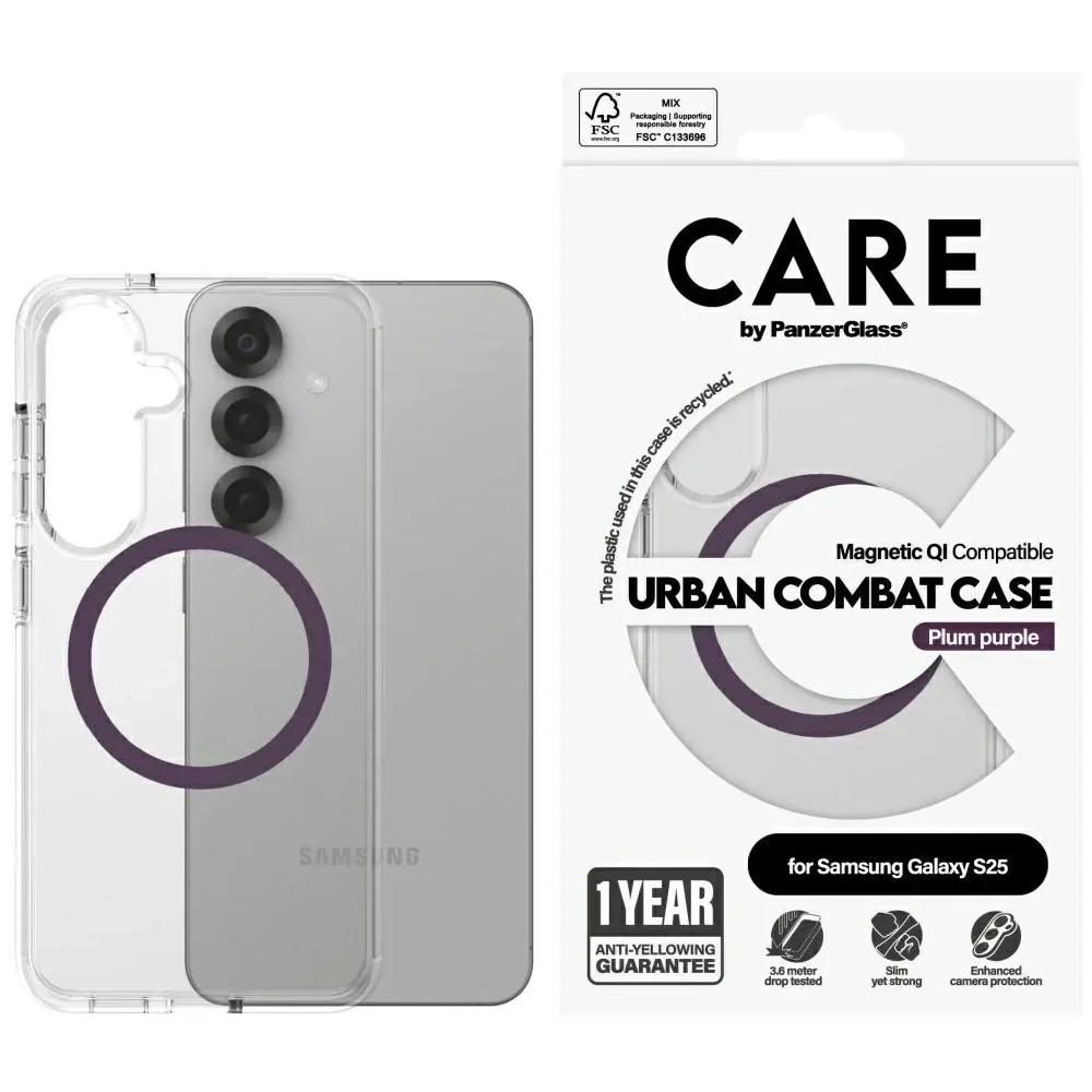 Hurtownia GSM - CARE od PanzerGlass Flagship Urban Combat Purple QI Samsung Galaxy S25 čirý - PZG1013 - {ean13} - Hurt
