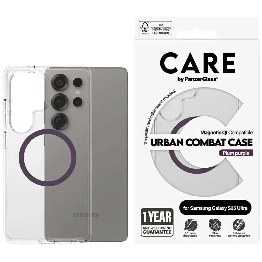 Hurtownia GSM - CARE von PanzerGlass Flagship Urban Combat Purple QI Samsung Galaxy S25 Ultra klar - PZG1014 - {ean13} - Hurt