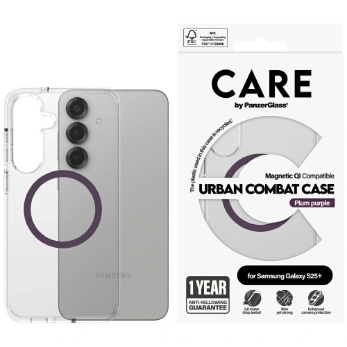Etui CARE by PanzerGlass Flagship Urban Combat Purple QI do Samsung Galaxy S25+ Plus przezroczysty