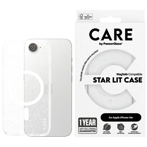 Etui CARE by PanzerGlass Flagship Urban Combat StarLight White MagSafe do Apple iPhone 16e przezroczysty