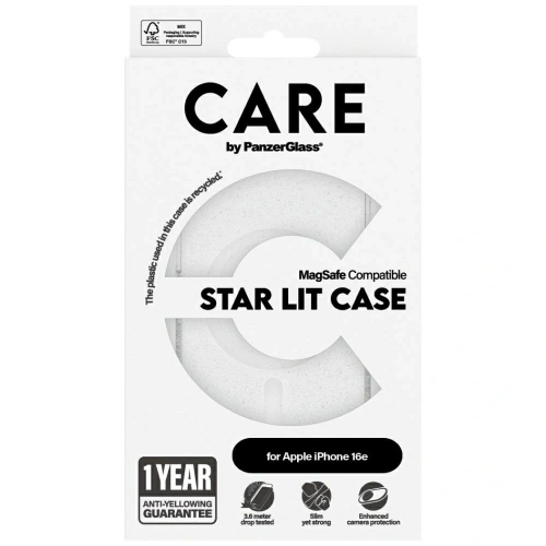 Etui CARE by PanzerGlass Flagship Urban Combat StarLight White MagSafe do Apple iPhone 16e przezroczysty
