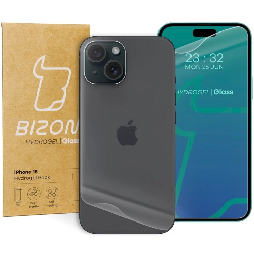 Folia hydrożelowa na tył i przód Bizon Glass Hydrogel Pack do Apple iPhone 15