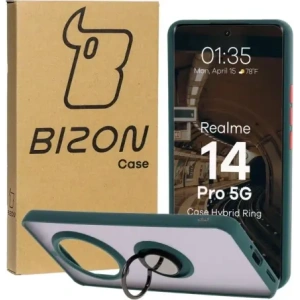 Hurtownia GSM - Etui z uchwytem na palec Bizon Case Hybrid Ring do Realme 14 Pro 5G przydymione z ciemnozieloną ramką - BIZ9550 - {ean13} - Hurt