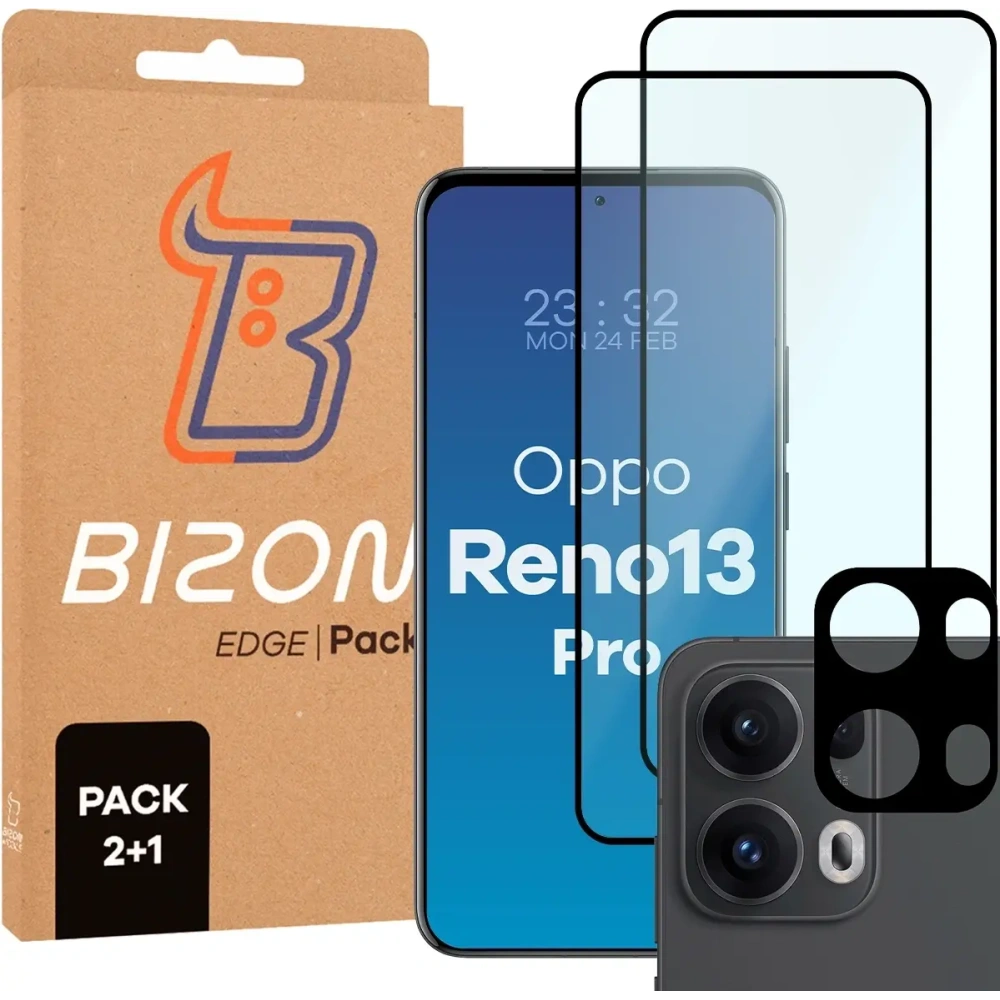 Hurtownia GSM - 2x szkło hartowane + 1x na aparat Bizon Edge 3D Pack do Oppo Reno13 Pro - BIZ9552 - {ean13} - Hurt
