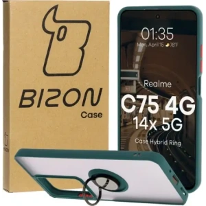 Hurtownia GSM - Etui z uchwytem na palec Bizon Case Hybrid Ring do Realme C75 4G / 14x 5G przydymione z ciemnozieloną ramką - BIZ9570 - {ean13} - Hurt