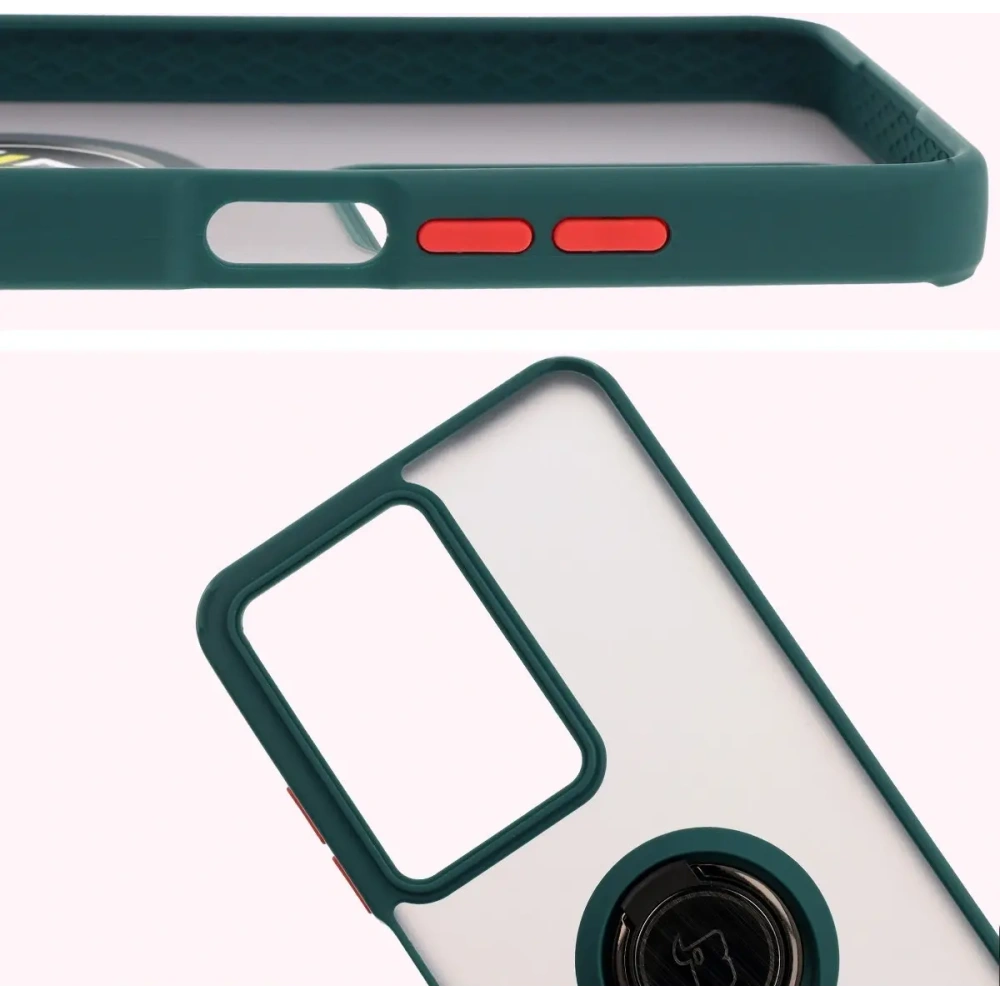 Hurtownia GSM - Bizon Case Hybrid Ring Realme C75 4G / 14x 5G rauchig mit einem dunkelgrünen Rahmen - BIZ9570 - {ean13} - Hurt