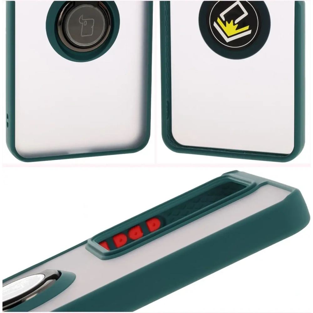 Hurtownia GSM - Bizon Case Hybrid Ring Realme C75 4G / 14x 5G rauchig mit einem dunkelgrünen Rahmen - BIZ9570 - {ean13} - Hurt