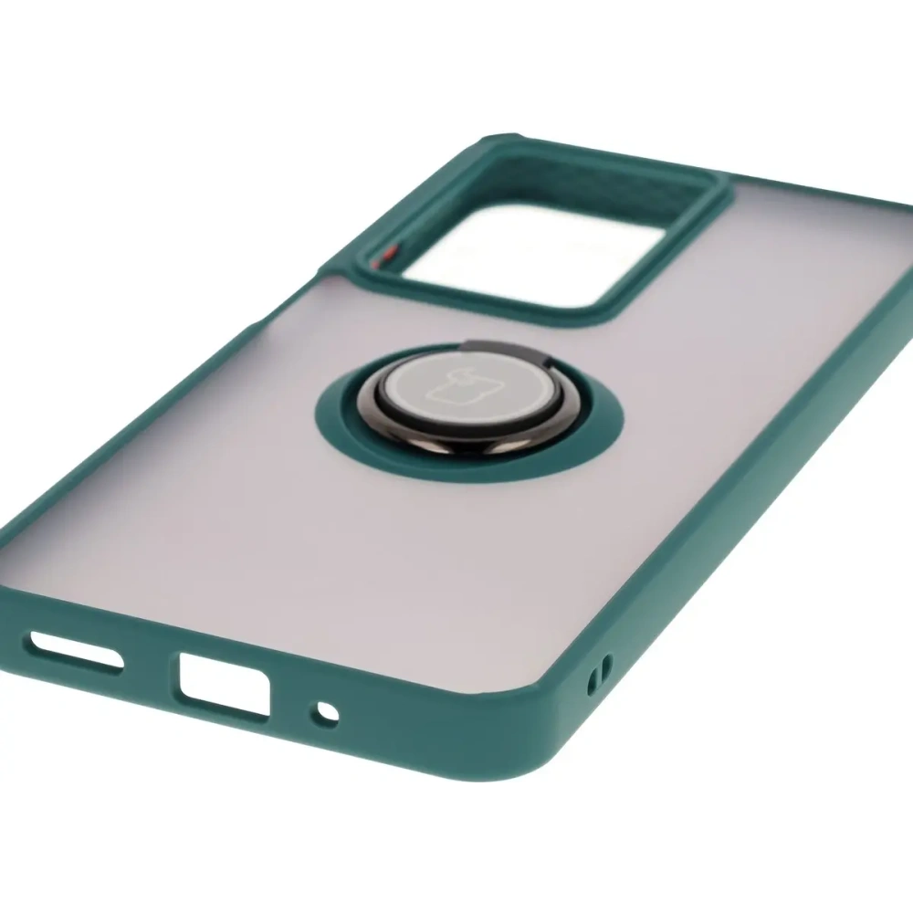 Hurtownia GSM - Bizon Case Hybrid Ring Realme C75 4G / 14x 5G rauchig mit einem dunkelgrünen Rahmen - BIZ9570 - {ean13} - Hurt
