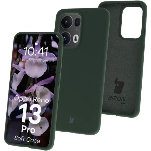 Silikonowe etui Bizon Soft Case do Oppo Reno13 Pro ciemnozielone