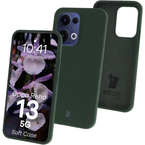 Silikonowe etui Bizon Soft Case do Oppo Reno13 ciemnozielone