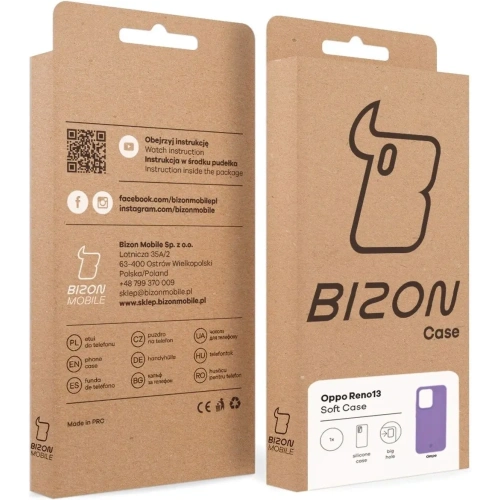 Silikonowe etui Bizon Soft Case do Oppo Reno13 fioletowe