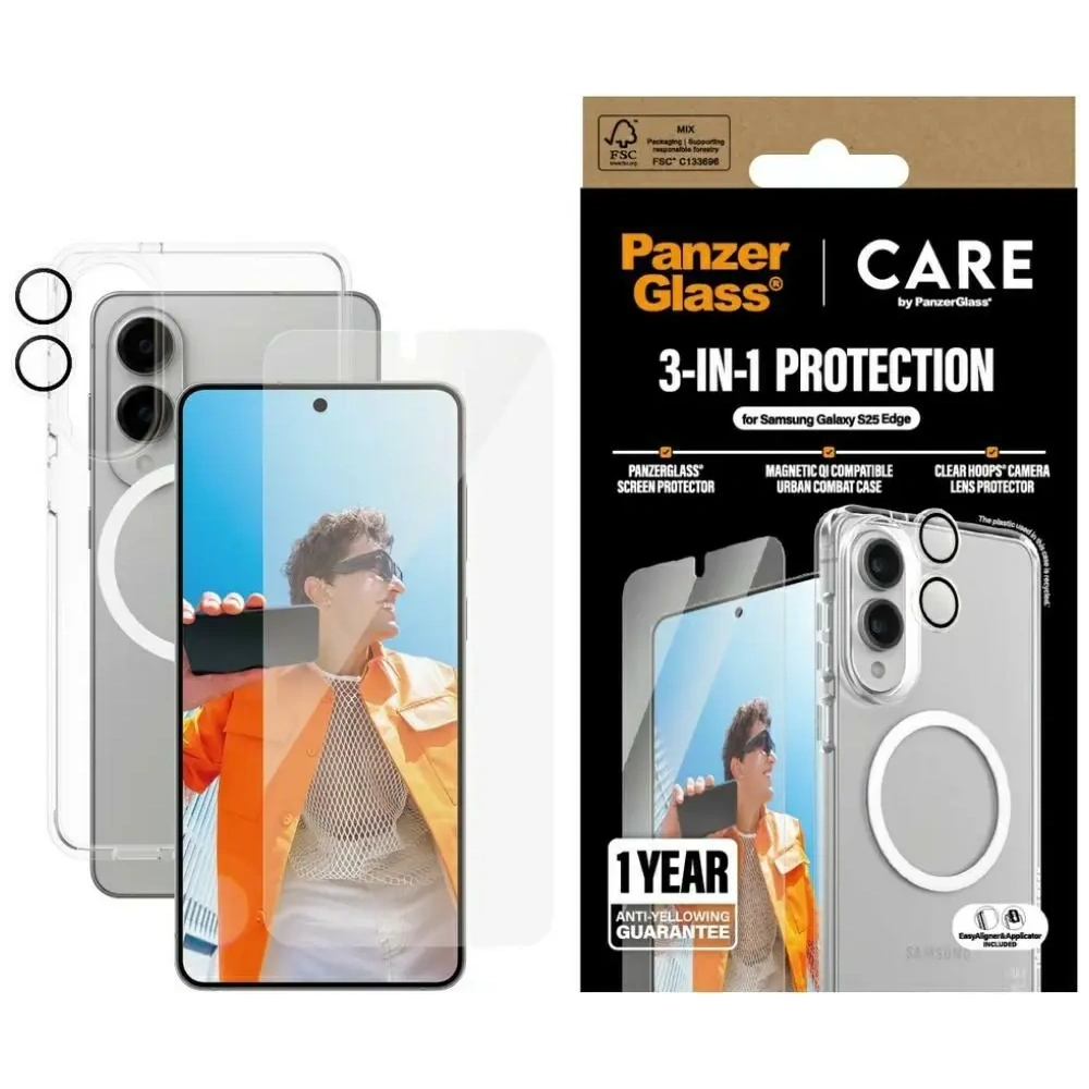 Hurtownia GSM - CARE von PanzerGlass Flagship 3in1 Set Samsung Galaxy S25 Edge - PZG1035 - {ean13} - Hurt