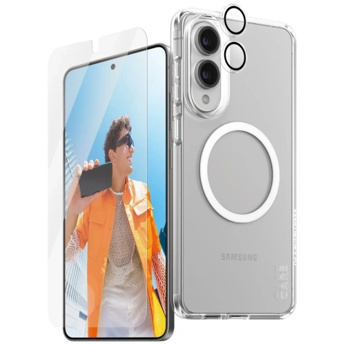 Zestaw ochronny 3w1 etui + szkło prywatyzujące na ekran + szkło na aparat CARE by PanzerGlass Flagship do Samsung Samsung Galaxy S25 Edge