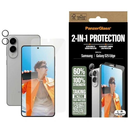 Zestaw ochronny 2w1 szkło hartowane + szkło na aparat PanzerGlass Hoops+UWF do Samsung Samsung Galaxy S25 Edge