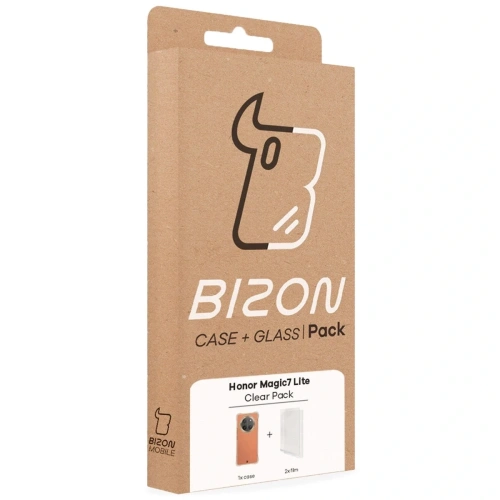 Etui + 2x folia na ekran Bizon Case Clear Pack do Honor Magic7 Lite