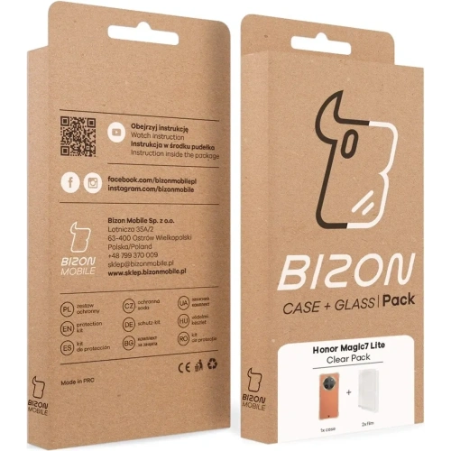 Etui + 2x folia na ekran Bizon Case Clear Pack do Honor Magic7 Lite