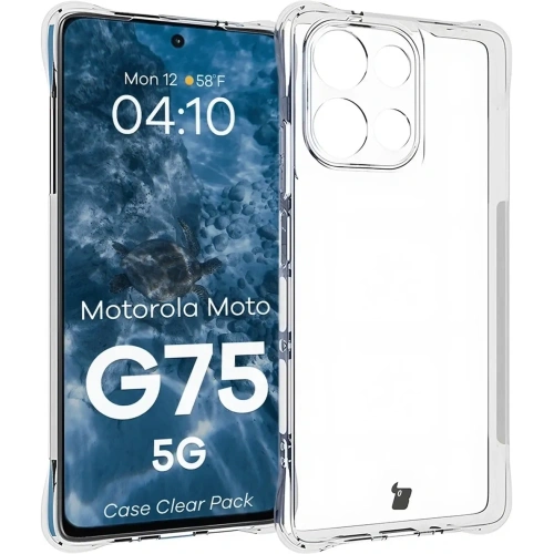 Etui + 2x folia na ekran Bizon Case Clear Pack do Motorola Moto G75 5G