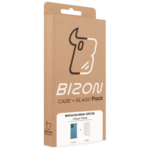 Etui + 2x folia na ekran Bizon Case Clear Pack do Motorola Moto G75 5G