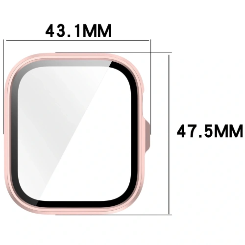 Etui ze szkłem do zegarka Bizon Case+Glass Watch do Huawei Watch Fit 4 Pro satynowo różowe