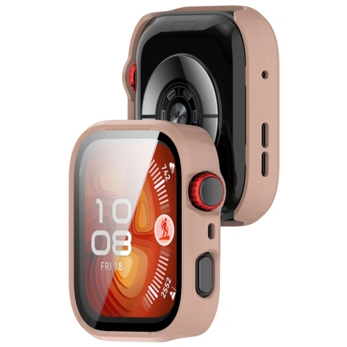 Etui ze szkłem do zegarka Bizon Case+Glass Watch do Huawei Watch Fit 4 Pro różowe