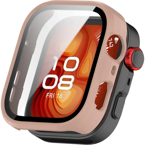 Etui ze szkłem do zegarka Bizon Case+Glass Watch do Huawei Watch Fit 4 Pro różowe