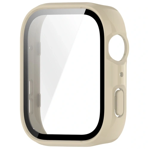 Etui ze szkłem do zegarka Bizon Case+Glass Watch do Huawei Watch Fit 4 beżowe