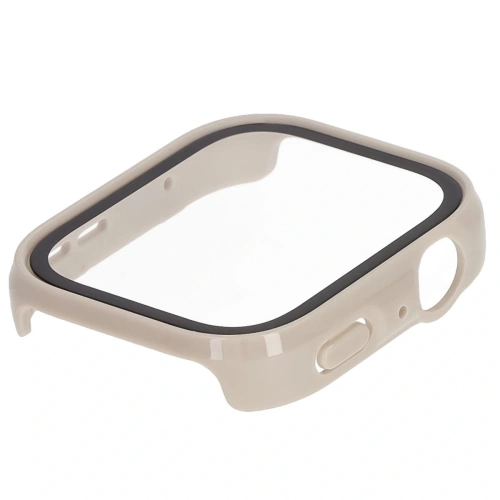 Etui ze szkłem do zegarka Bizon Case+Glass Watch do Huawei Watch Fit 4 beżowe