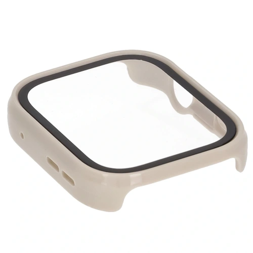 Etui ze szkłem do zegarka Bizon Case+Glass Watch do Huawei Watch Fit 4 beżowe