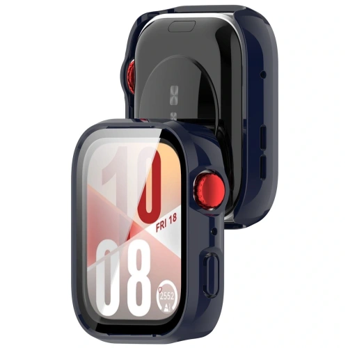 Etui ze szkłem do zegarka Bizon Case+Glass Watch do Huawei Watch Fit 4 niebieskie