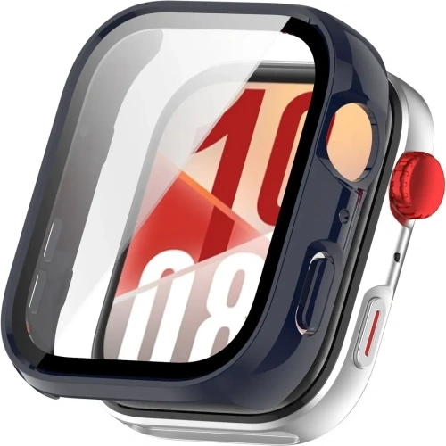 Etui ze szkłem do zegarka Bizon Case+Glass Watch do Huawei Watch Fit 4 niebieskie