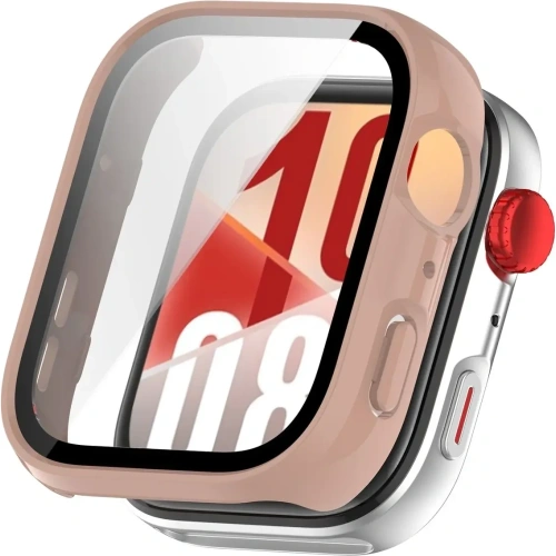 Etui ze szkłem do zegarka Bizon Case+Glass Watch do Huawei Watch Fit 4 różowe