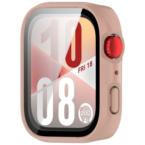 Etui ze szkłem do zegarka Bizon Case+Glass Watch do Huawei Watch Fit 4 różowe