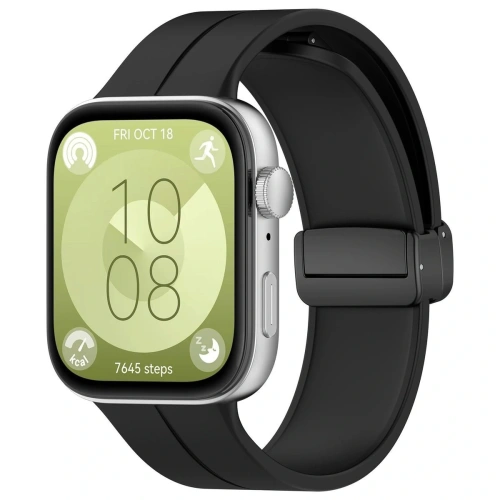 Silikonowy pasek Bizon Strap Watch Silicone L do Huawei Watch Fit 4 Pro / Fit 4 / Fit 3 czarny