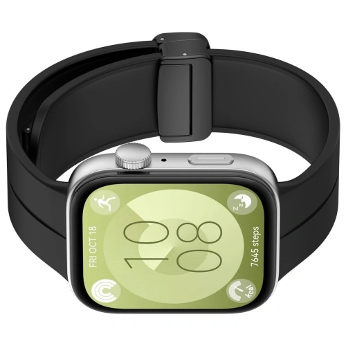 Silikonowy pasek Bizon Strap Watch Silicone L do Huawei Watch Fit 4 Pro / Fit 4 / Fit 3 czarny