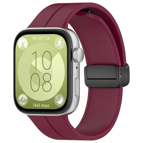 Silikonowy pasek Bizon Strap Watch Silicone L do Huawei Watch Fit 4 Pro / Fit 4 / Fit 3 burgundowy