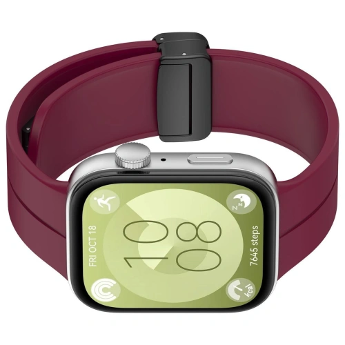 Silikonowy pasek Bizon Strap Watch Silicone L do Huawei Watch Fit 4 Pro / Fit 4 / Fit 3 burgundowy