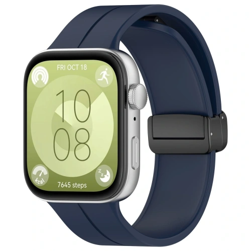 Silikonowy pasek Bizon Strap Watch Silicone L do Huawei Watch Fit 4 Pro / Fit 4 / Fit 3 granatowy